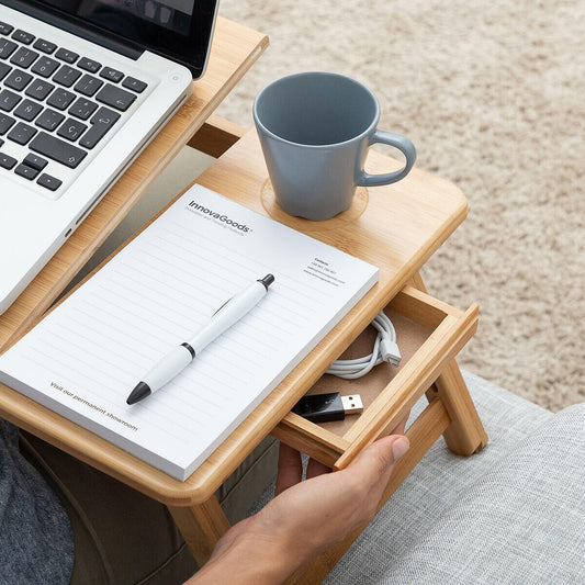 Mesa Plegable Auxiliar de Bambú Lapwood – Estilo, Funcionalidad y Comodidad en un Solo Producto 🌿🖥️